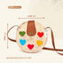 Charming Shoulder Bag with Colored Hearts and Flap Closure